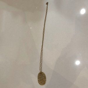 Gold Long Necklace With Mesh Pendant